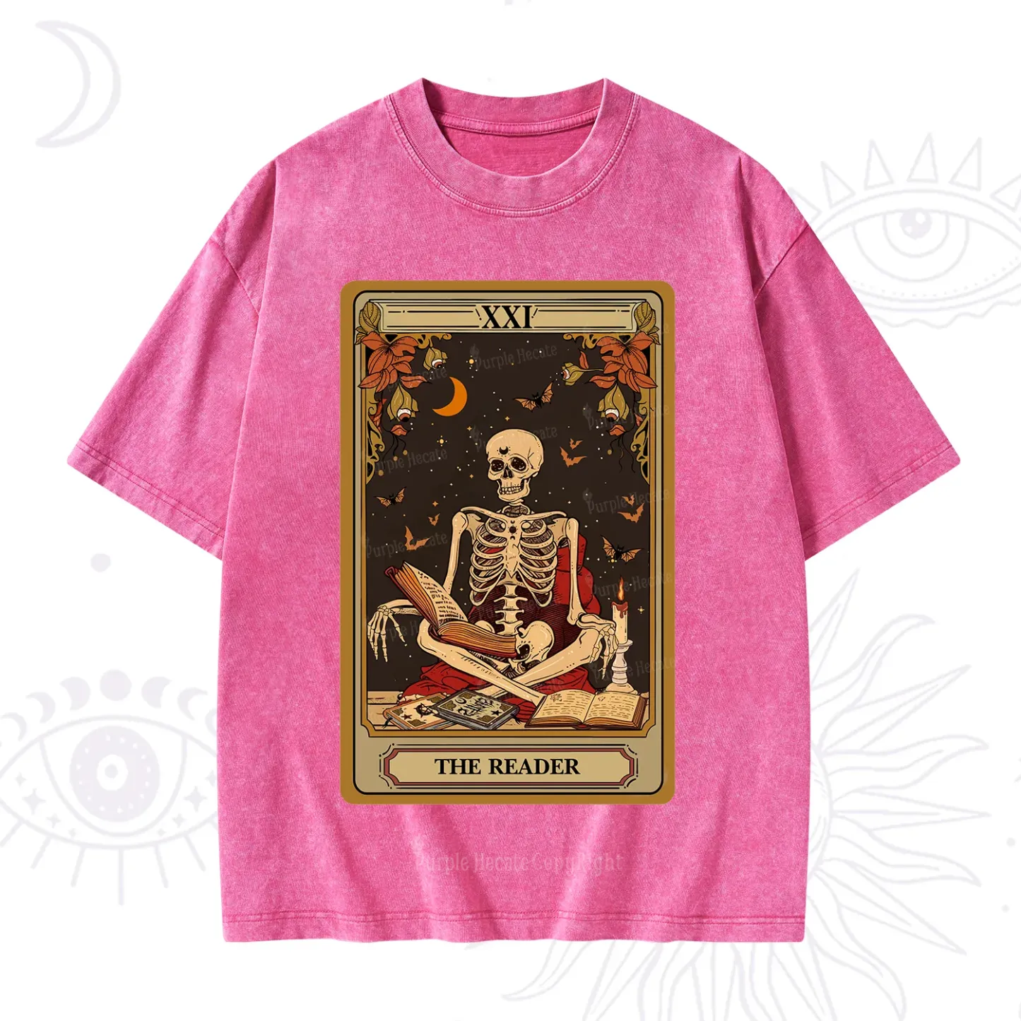 Purplehecate The Reader Tarot Card Washed T-Shirt