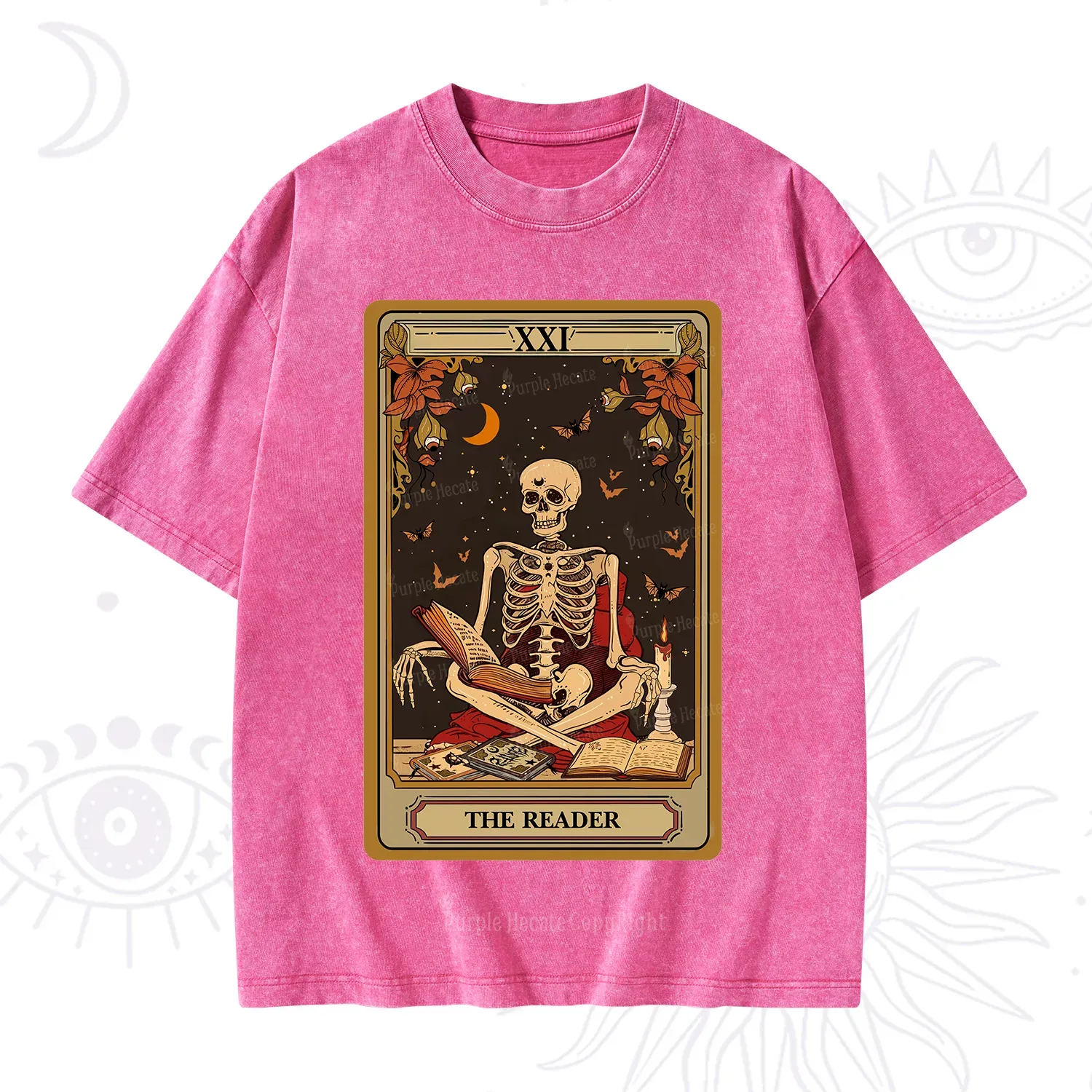 Purplehecate The Reader Tarot Card Washed T-Shirt