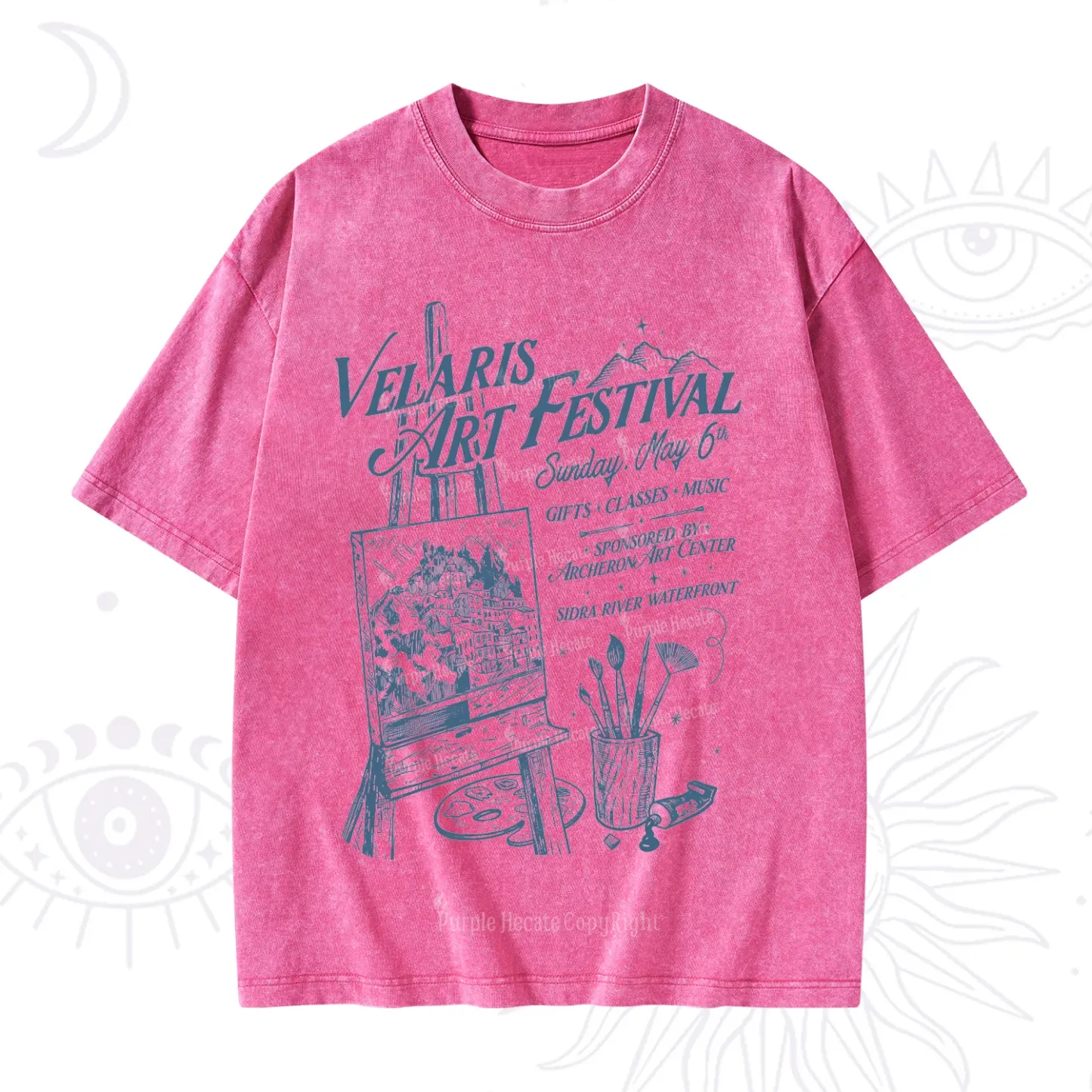 Purplehecate Starlight Court Art Show Washed T-Shirt