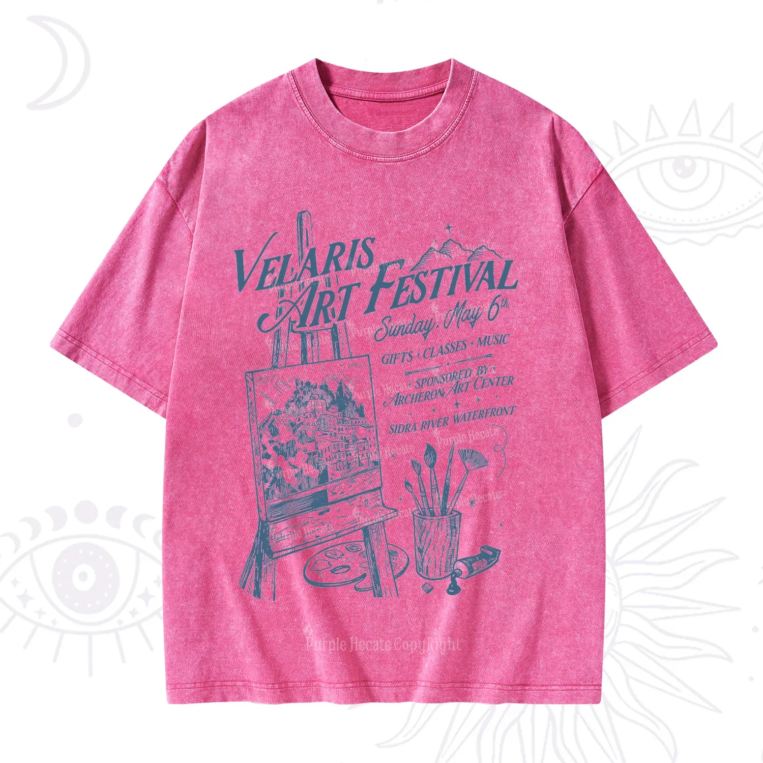 Purplehecate Starlight Court Art Show Washed T-Shirt