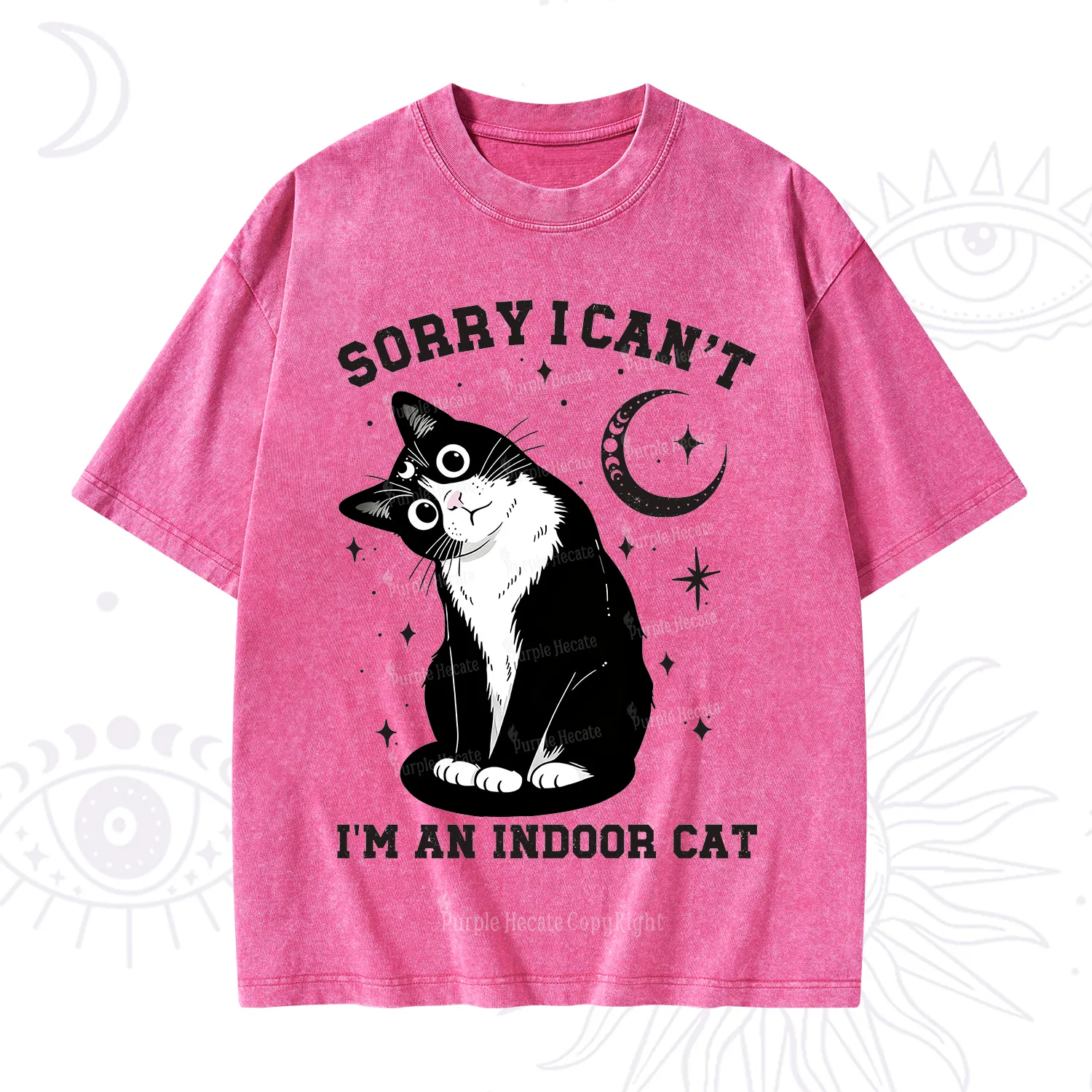 Purplehecate Sorry I Can't Go I'm an Indoor Cat Washed T-Shirt