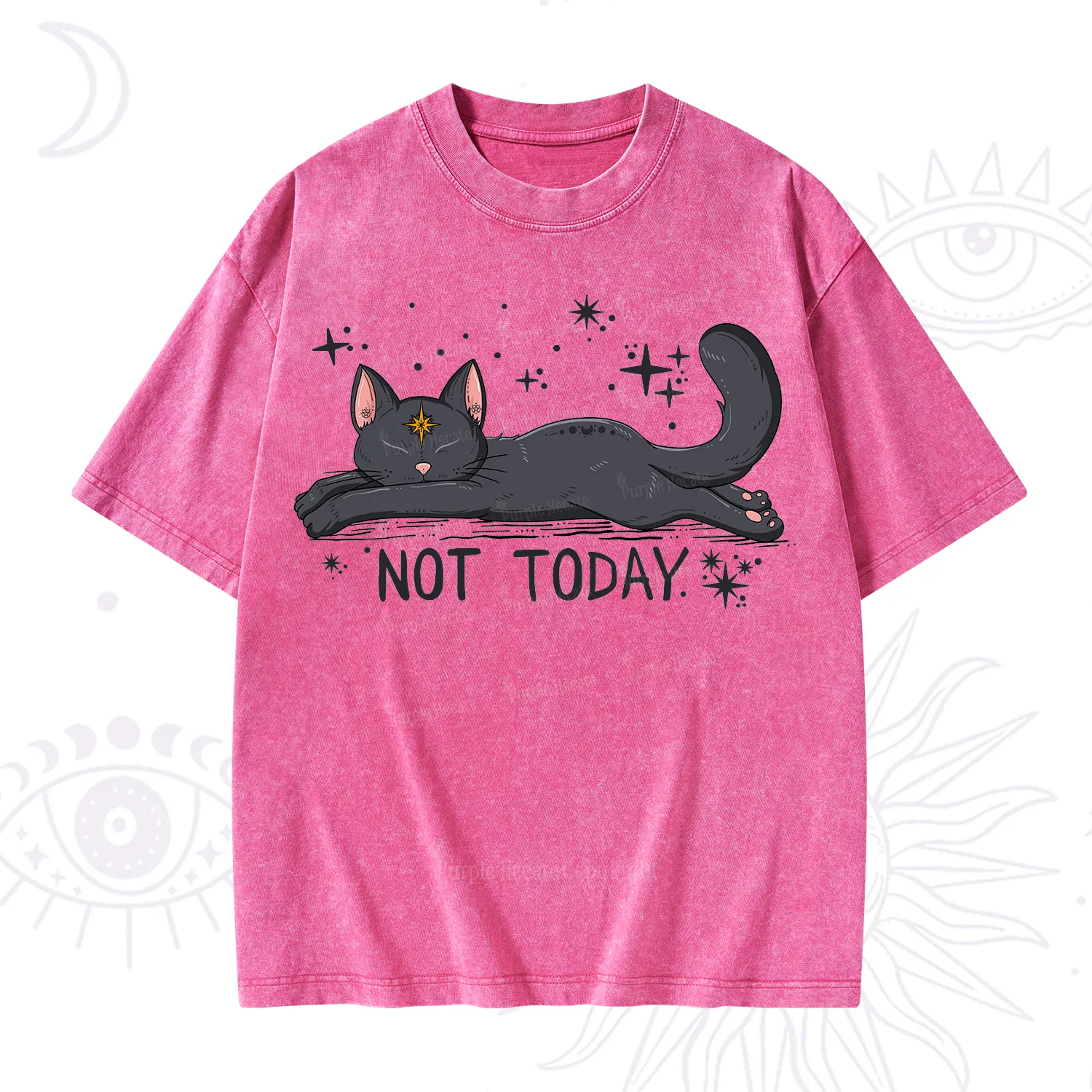 Purplehecate Not Today Cat Washed T-Shirt