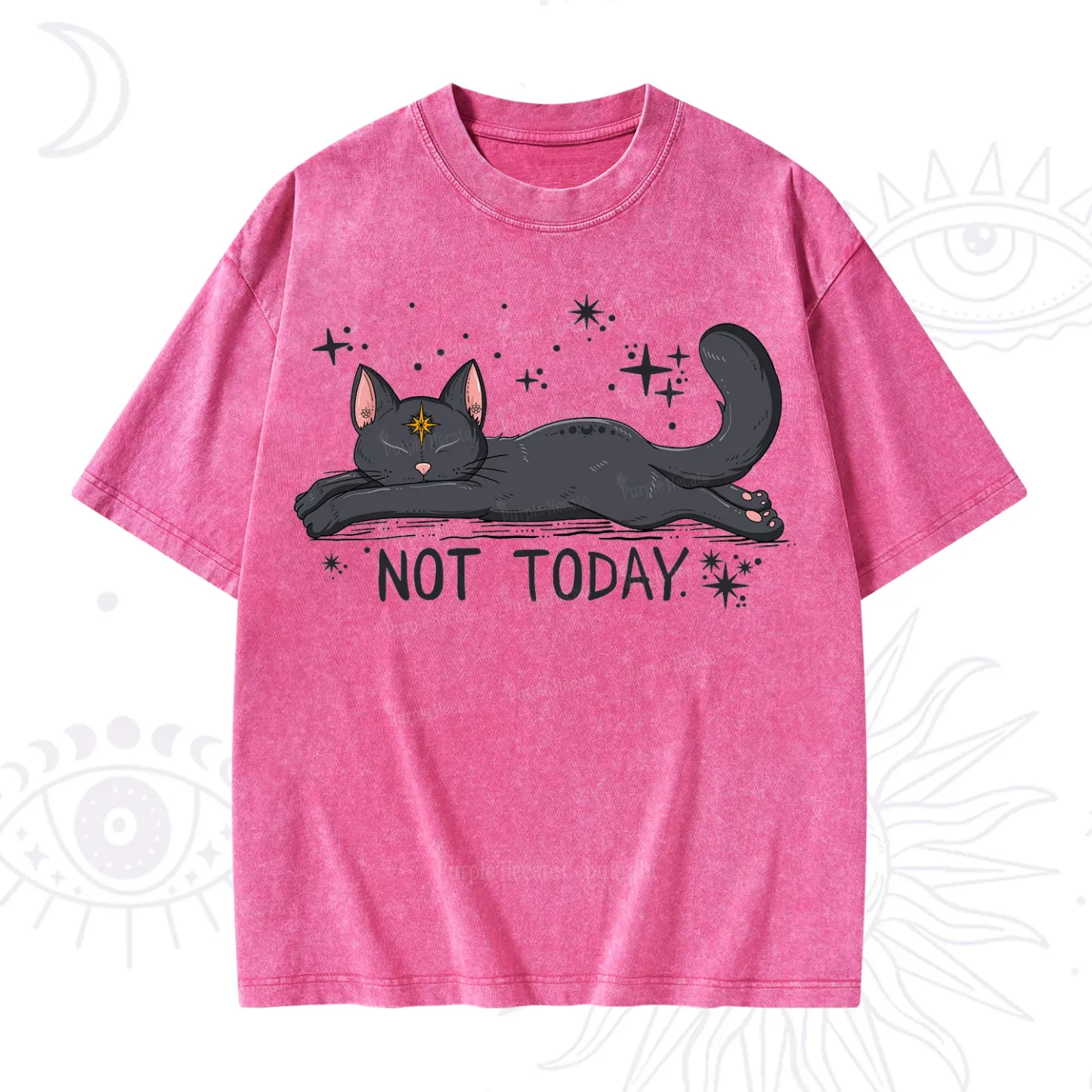 Purplehecate Not Today Cat Washed T-Shirt