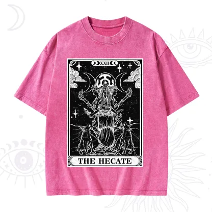 Purplehecate The Dark Moon Goddess Hecate Tarot Washed T-Shirt
