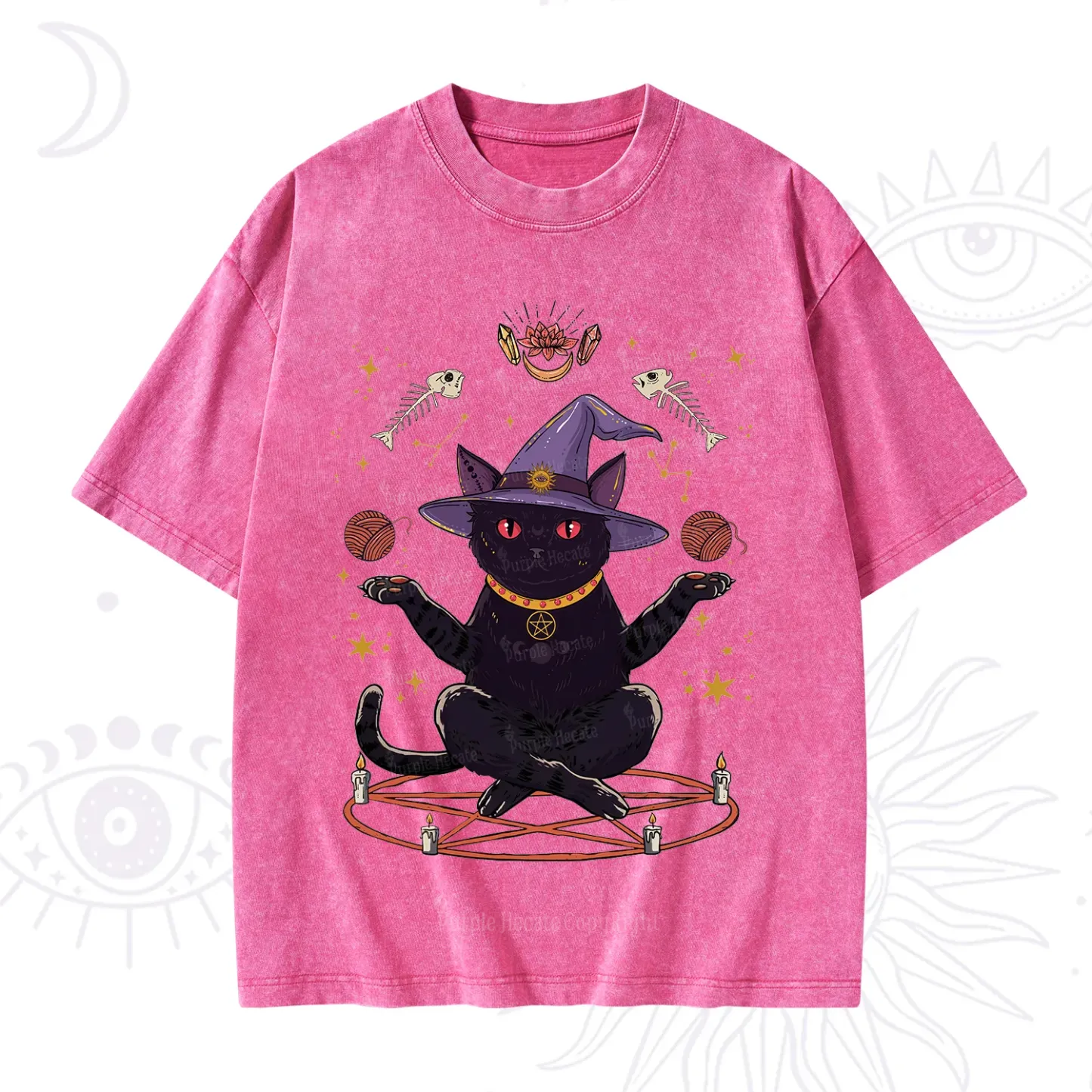 Purplehecate Meowitch Rituals Washed T-Shirt