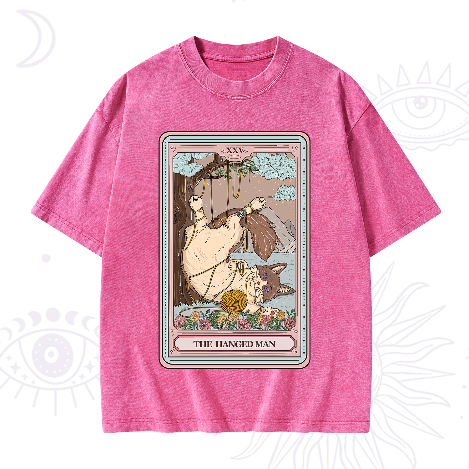 Purplehecate The Hanged Man Tarot Cat Washed T-Shirt