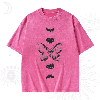 Purplehecate Lunar Butterfly Phases Washed T-Shirt