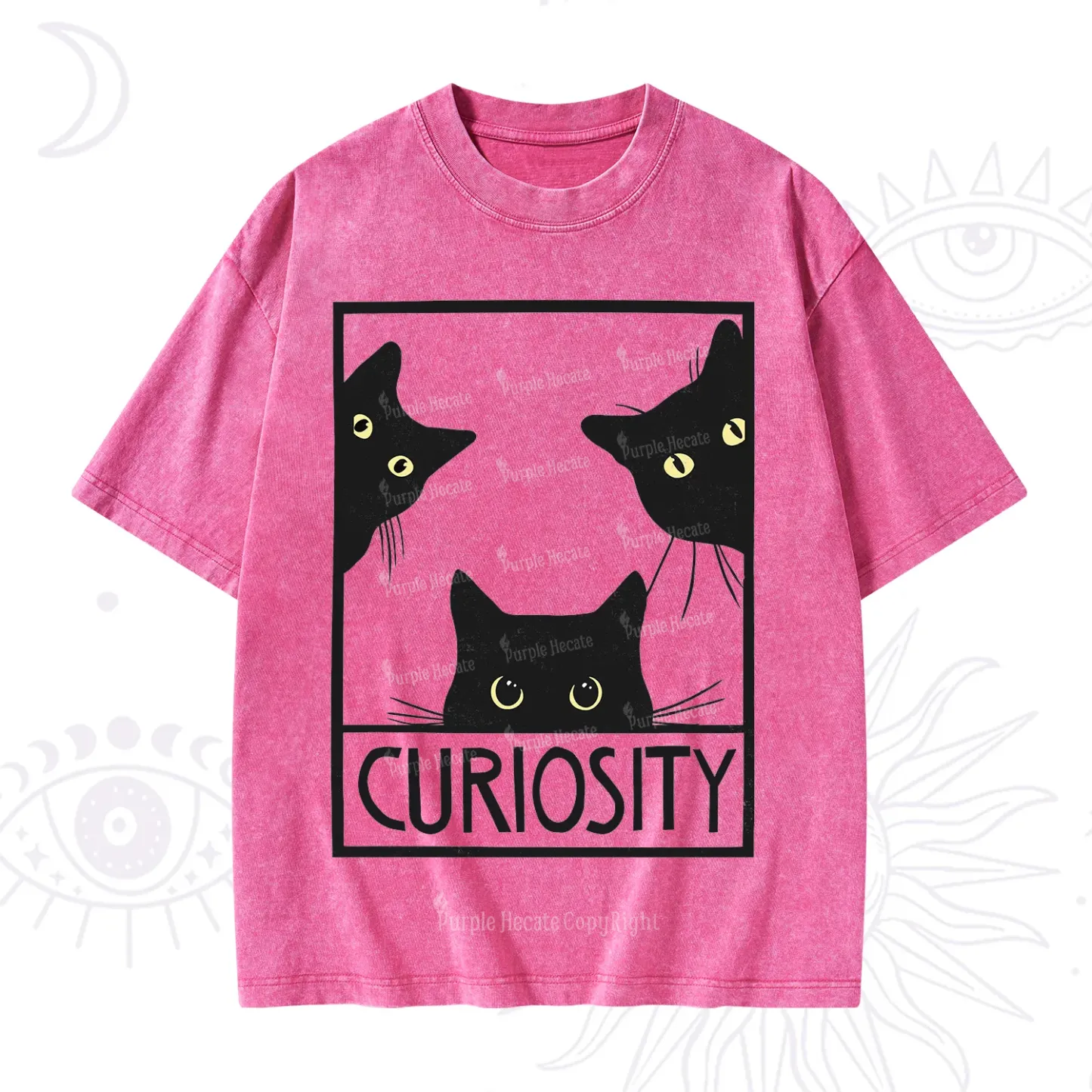Purplehecate Curiosity Cat Washed T-Shirt