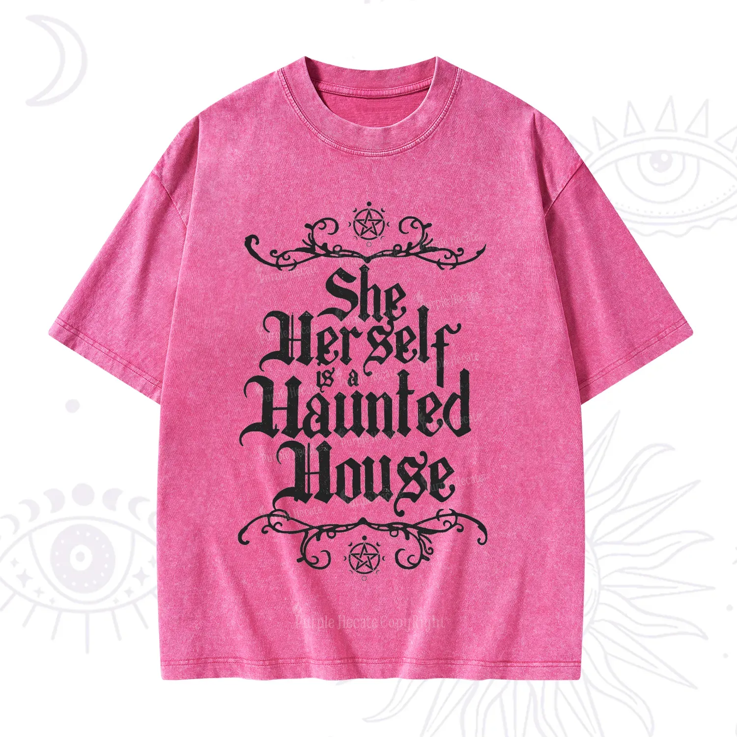 Purplehecate She Herself is a Haunted House Washed T-Shirt