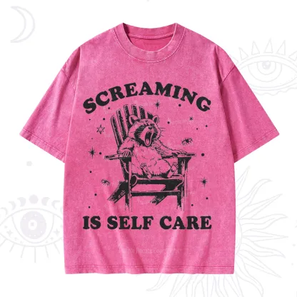 Purplehecate Screaming is Self Care Washed T-Shirt