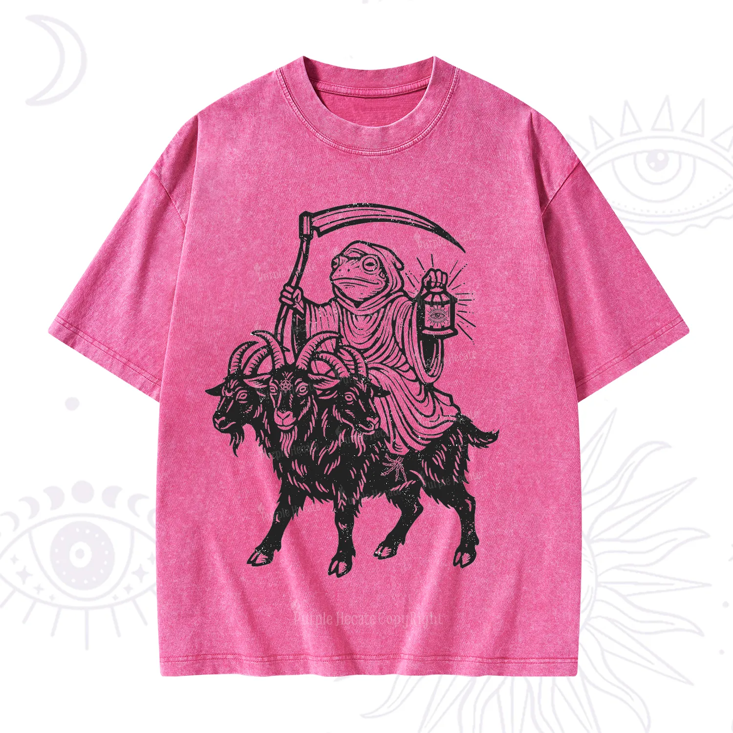 Purplehecate Death Frog Goat Rider Washed T-Shirt