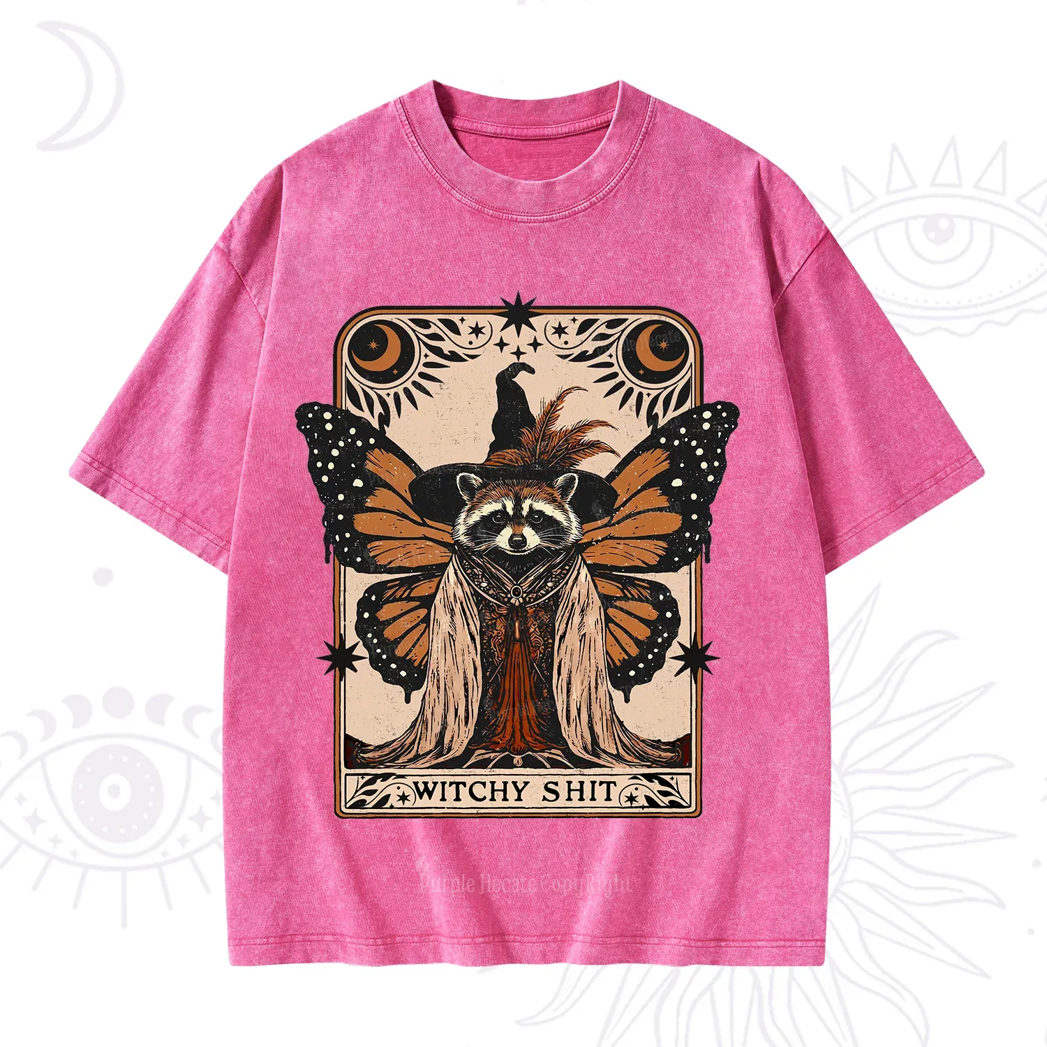 Purplehecate Witchy Shit Raccoon Washed T-Shirt