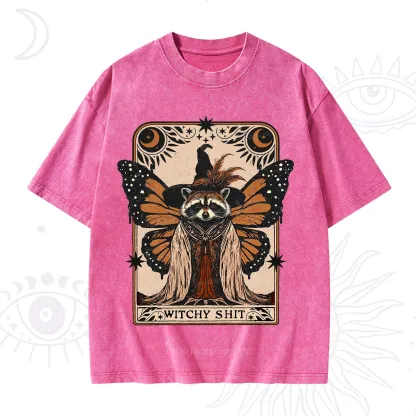Purplehecate Witchy Shit Raccoon Washed T-Shirt