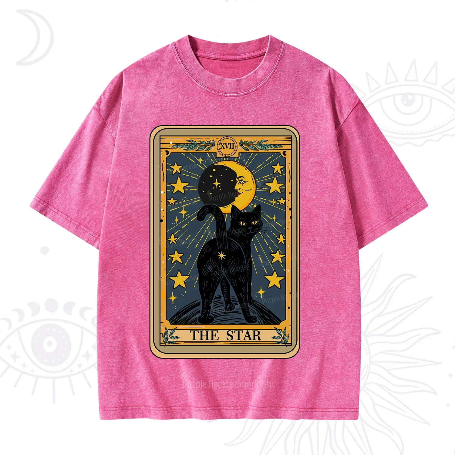 Purplehecate The Star Tarot Cat Washed T-Shirt