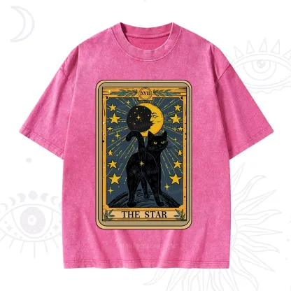 Purplehecate The Star Tarot Cat Washed T-Shirt