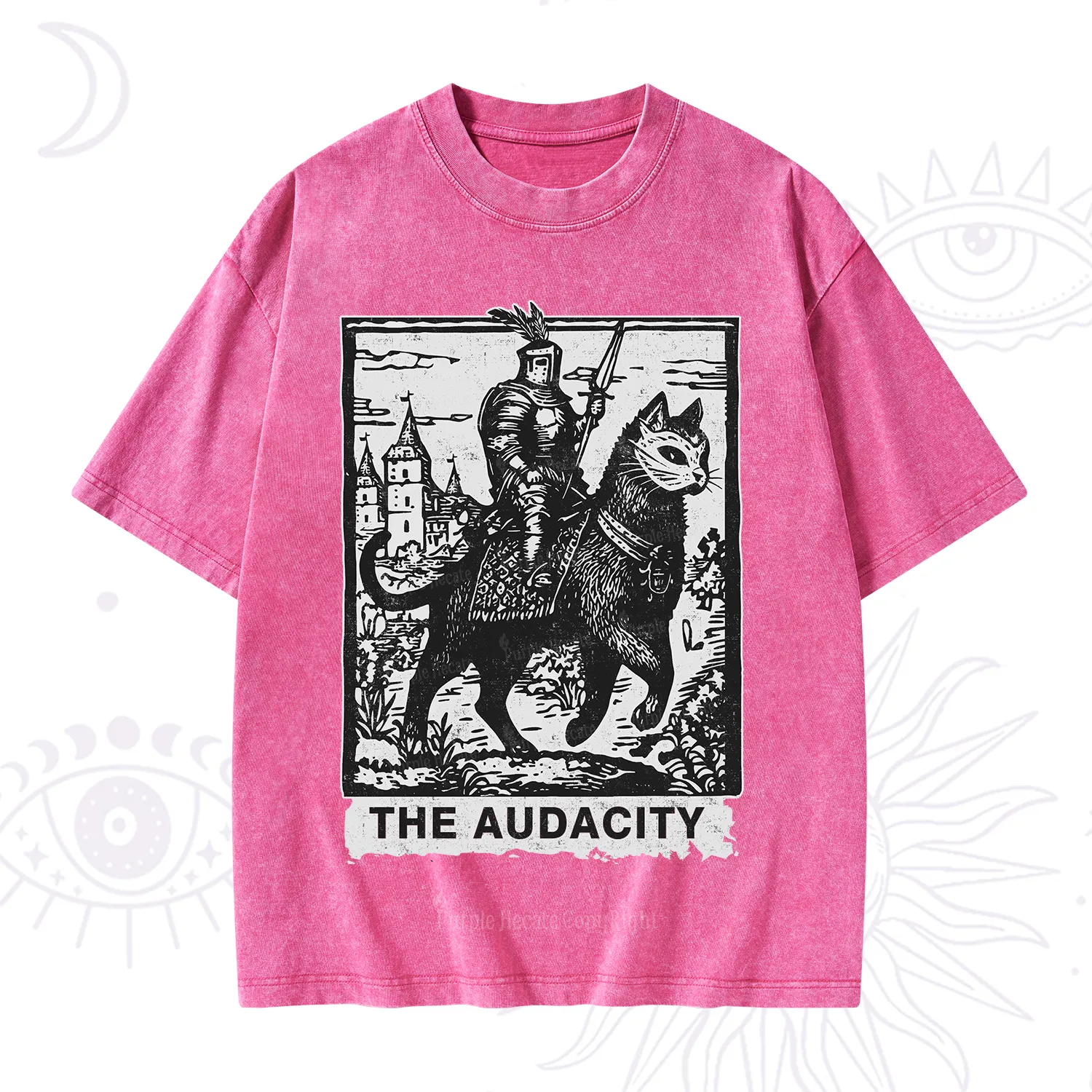 Purplehecate The Audacity Knight Cat Washed T-Shirt