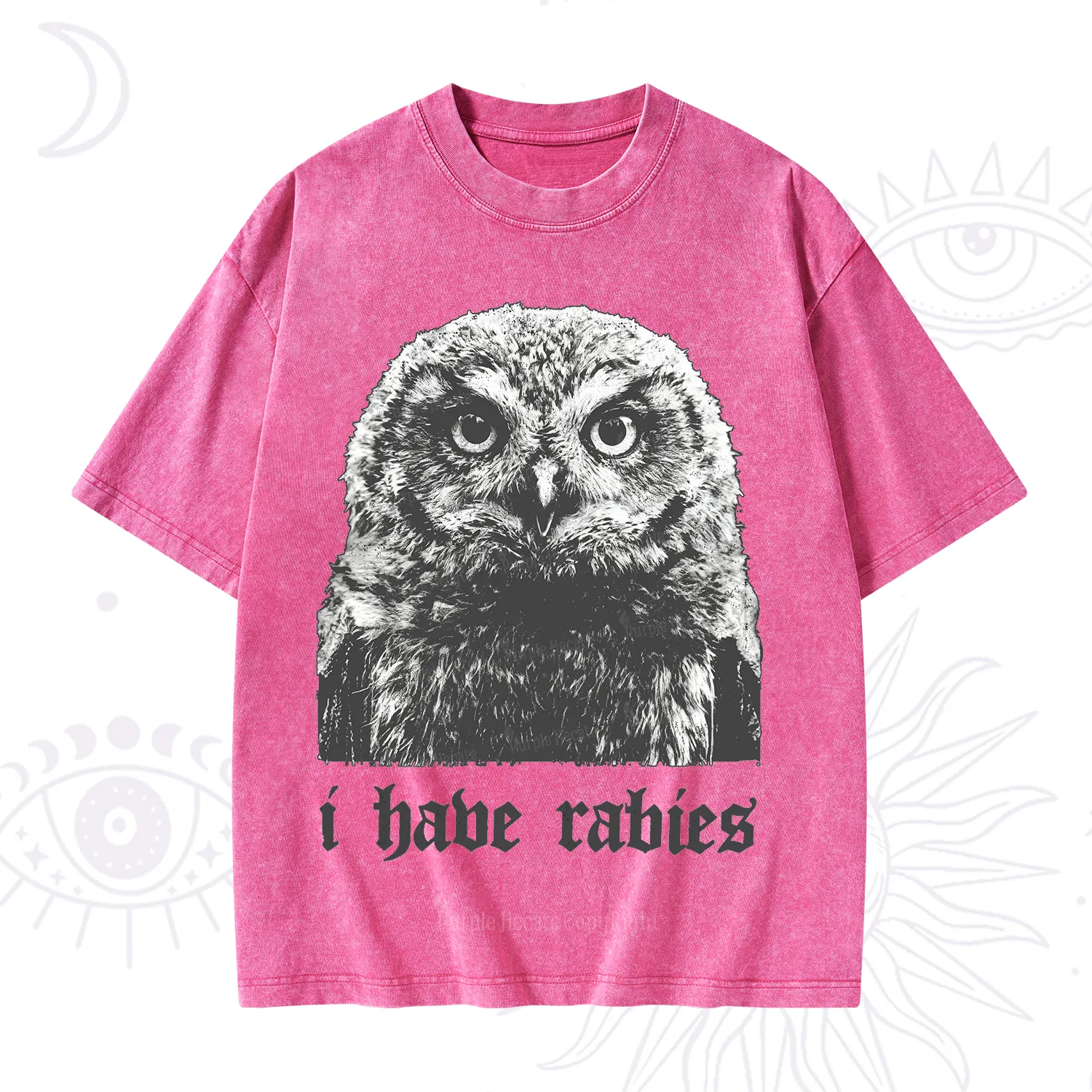 Purplehecate I Have Rabies Owl Washed T-Shirt