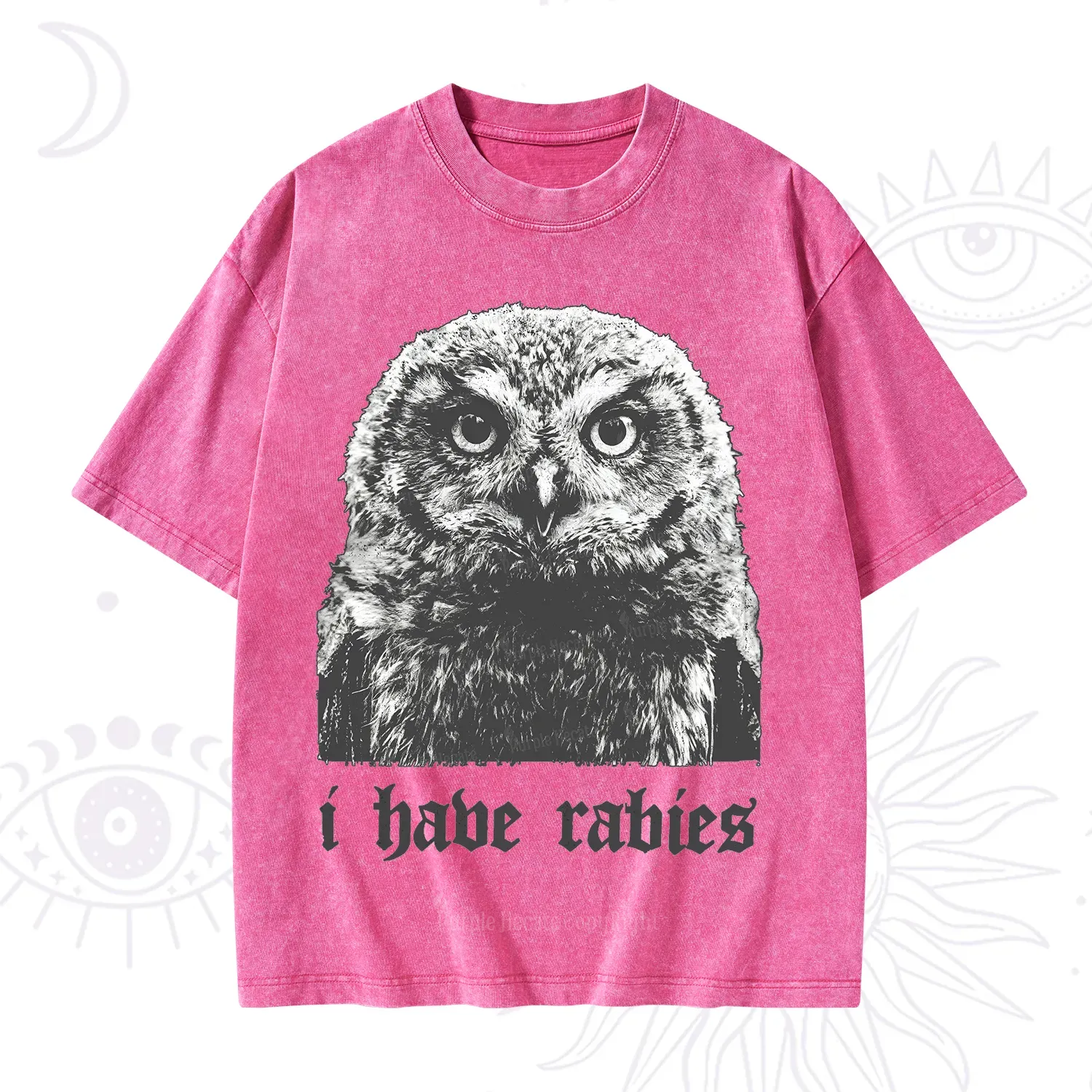 Purplehecate I Have Rabies Owl Washed T-Shirt