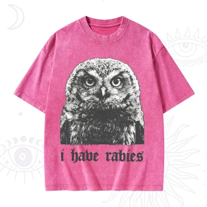 Purplehecate I Have Rabies Owl Washed T-Shirt