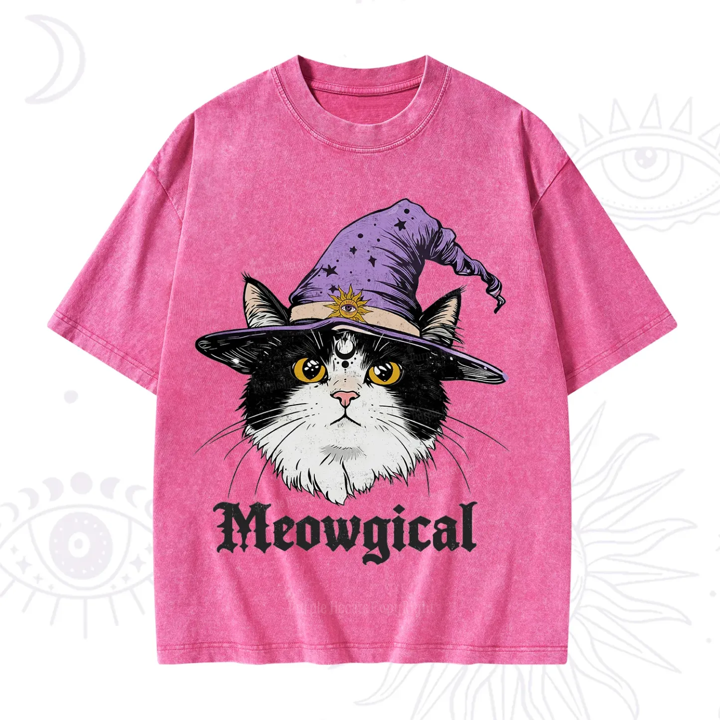 Purplehecate Meowgical Witch Cat Washed T-Shirt
