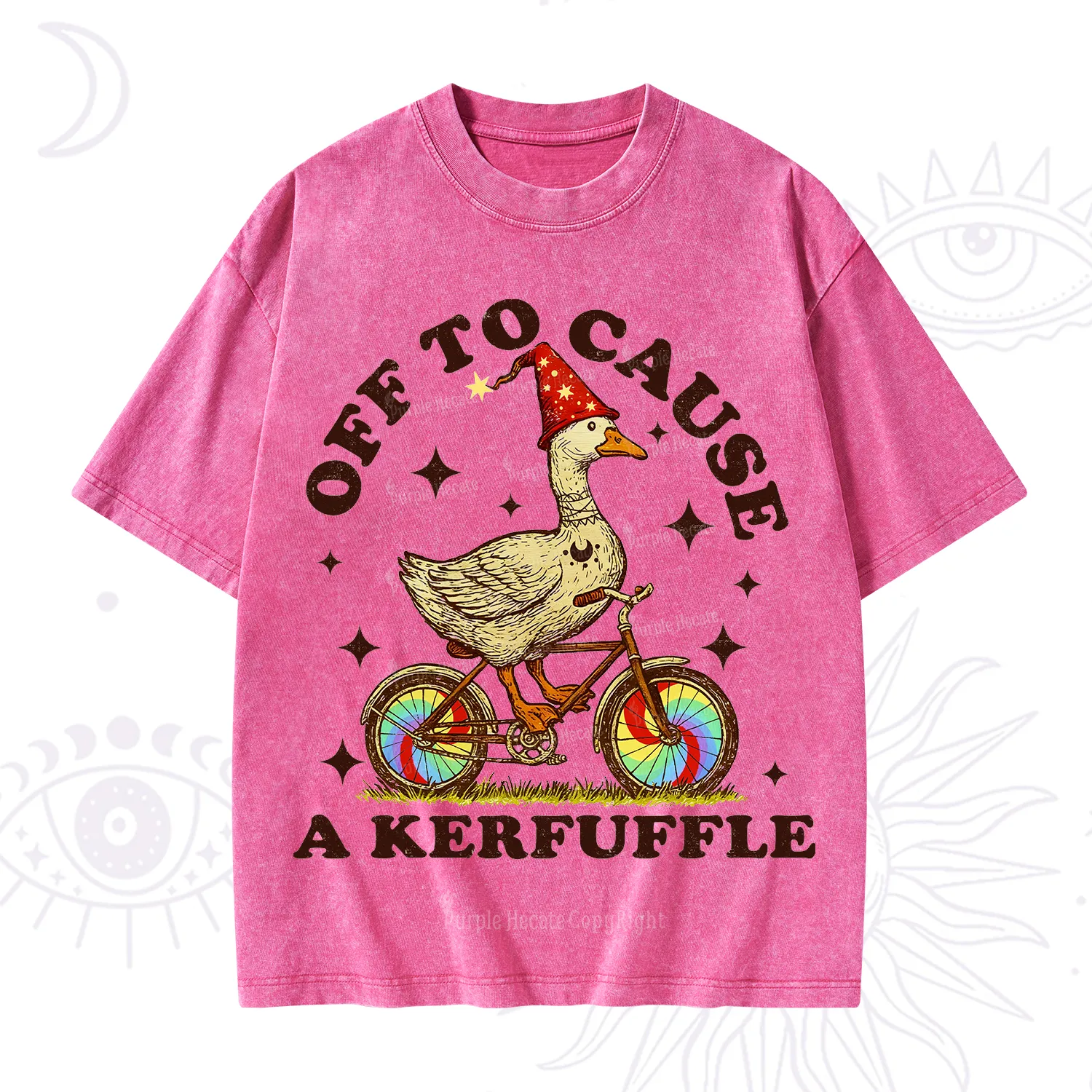 Purplehecate Off to Cause a Kerfuffle Goose Washed T-Shirt