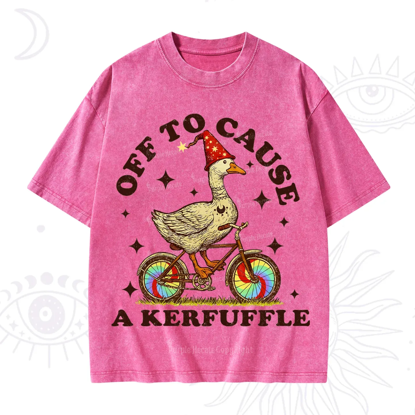 Purplehecate Off to Cause a Kerfuffle Goose Washed T-Shirt