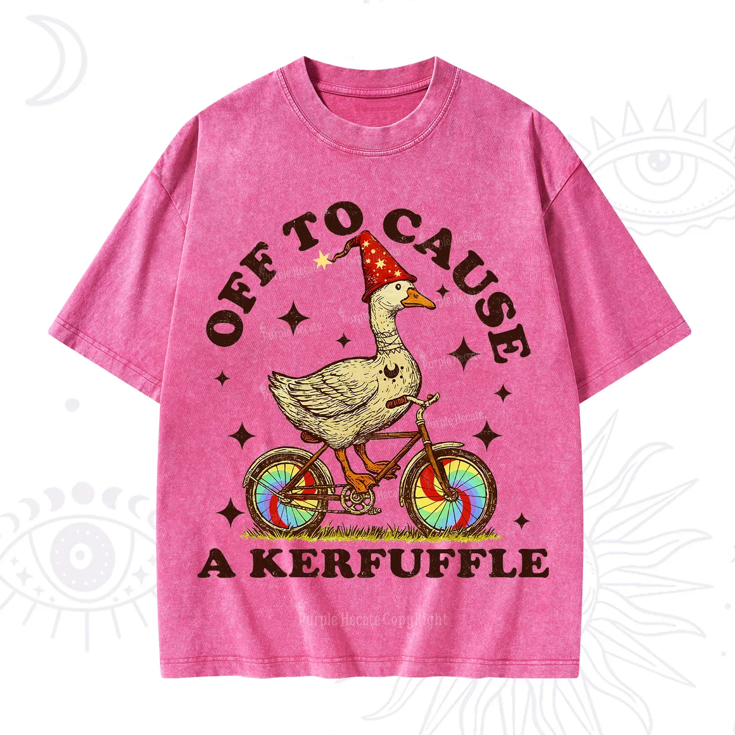Purplehecate Off to Cause a Kerfuffle Goose Washed T-Shirt