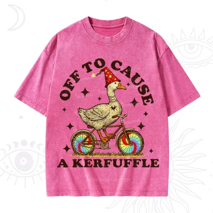 Purplehecate Off to Cause a Kerfuffle Goose Washed T-Shirt