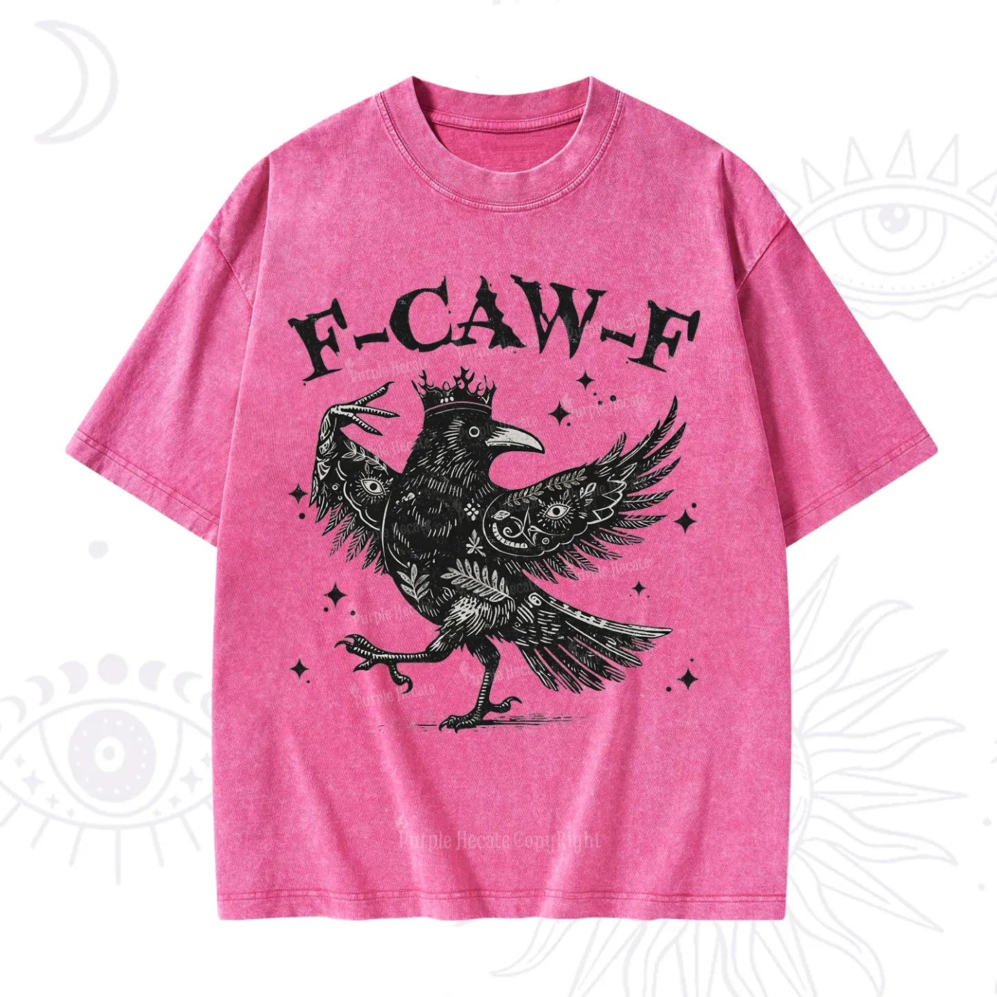 Purplehecate F-caw-f Funny Crow Washed T-Shirt
