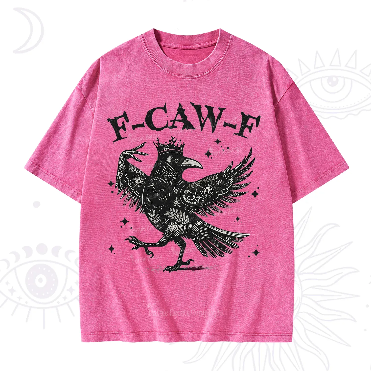 Purplehecate F-caw-f Funny Crow Washed T-Shirt