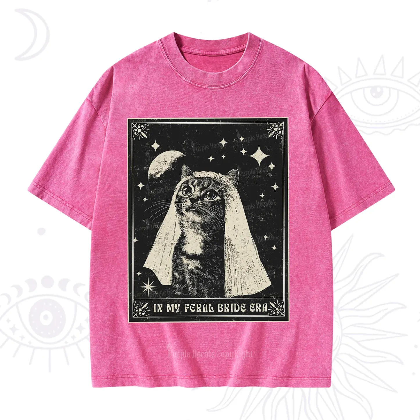 Purplehecate Cat In My Feral Bride Era Bachelorette Washed T-Shirt