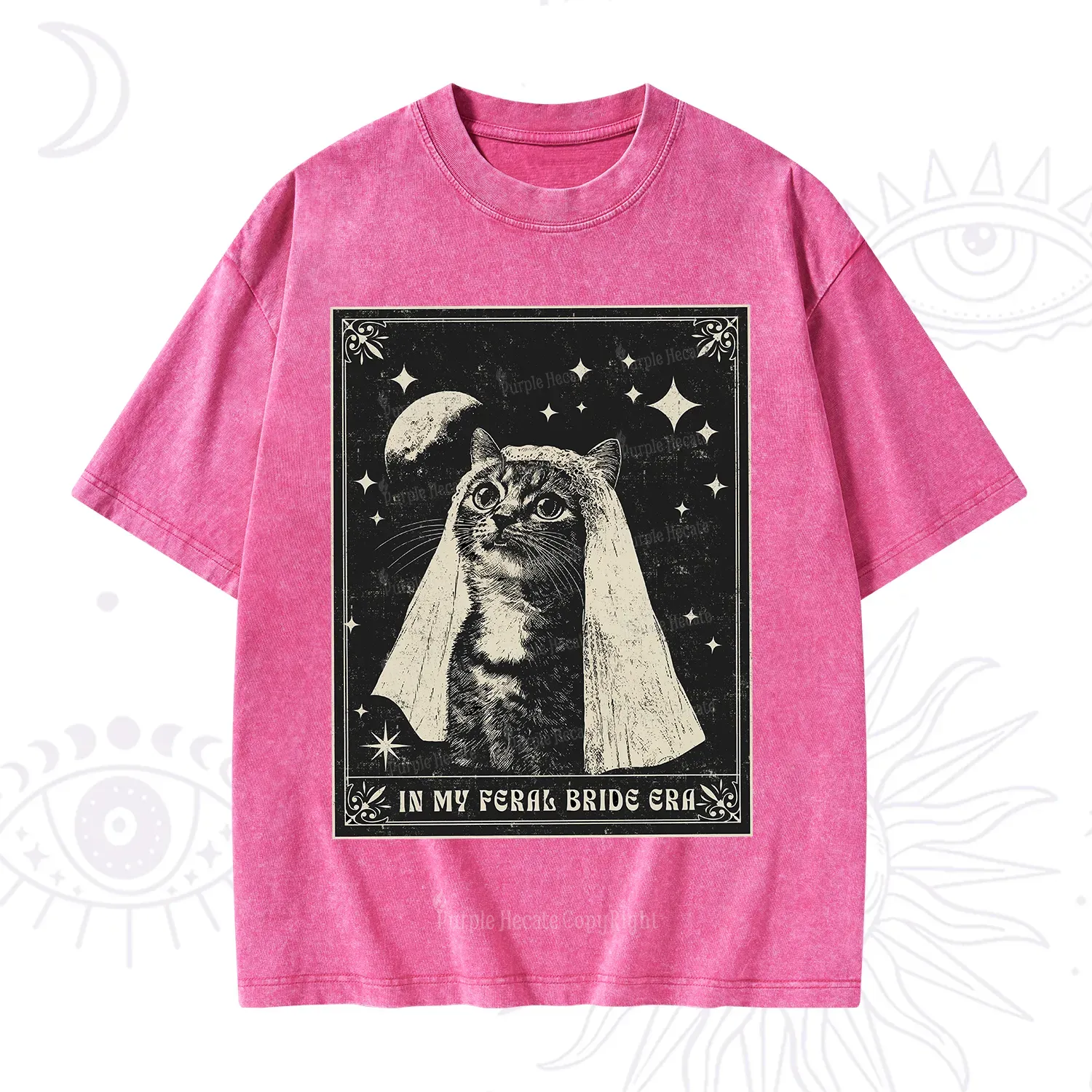 Purplehecate Cat In My Feral Bride Era Bachelorette Washed T-Shirt