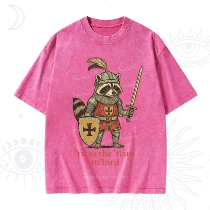 Purplehecate Raccoon Knight 'Twas The Tism M'Lord Washed T-Shirt