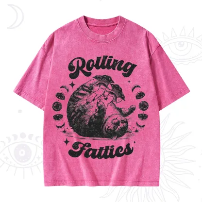 Purplehecate Funny Rolling Fatties Washed T-Shirt