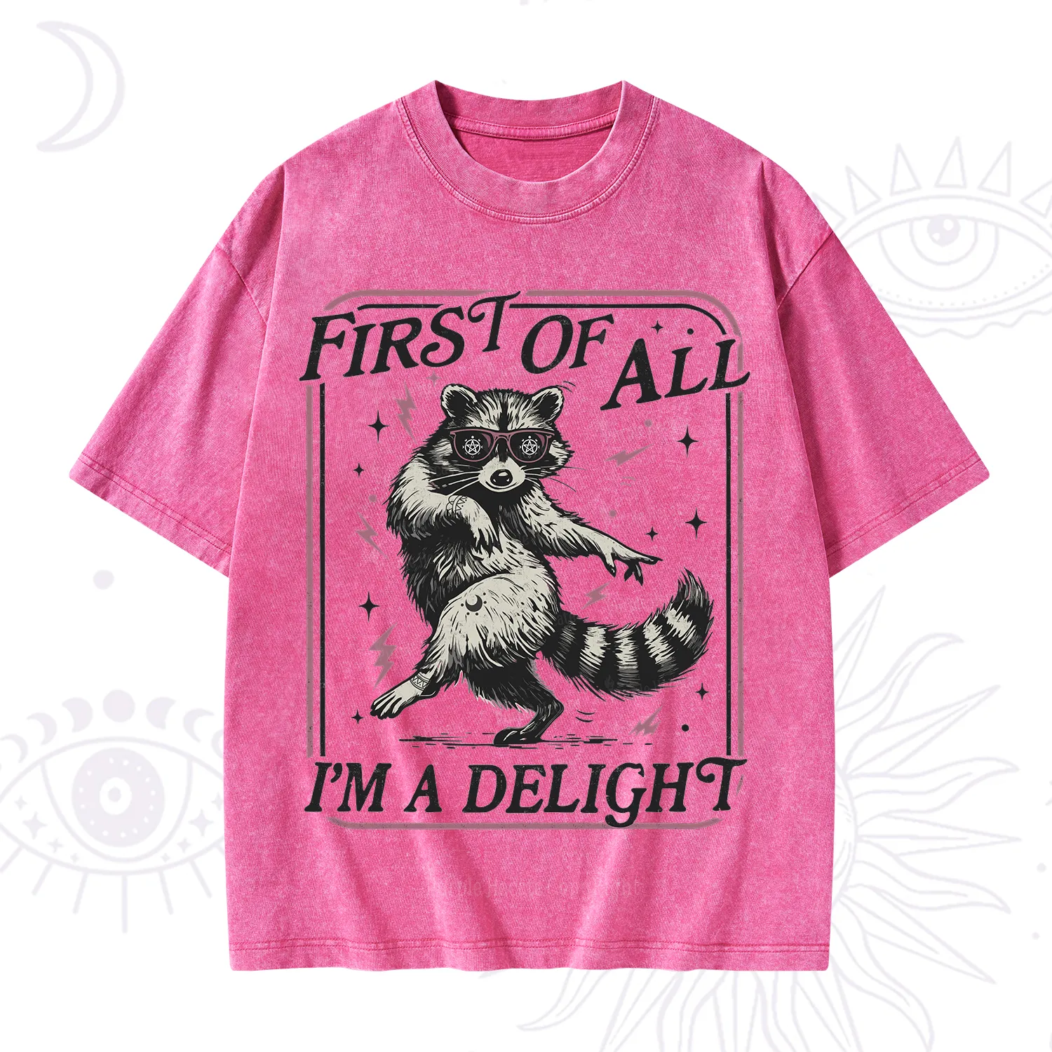 Purplehecate First Of All I'm A Delight Racoon Washed T-Shirt
