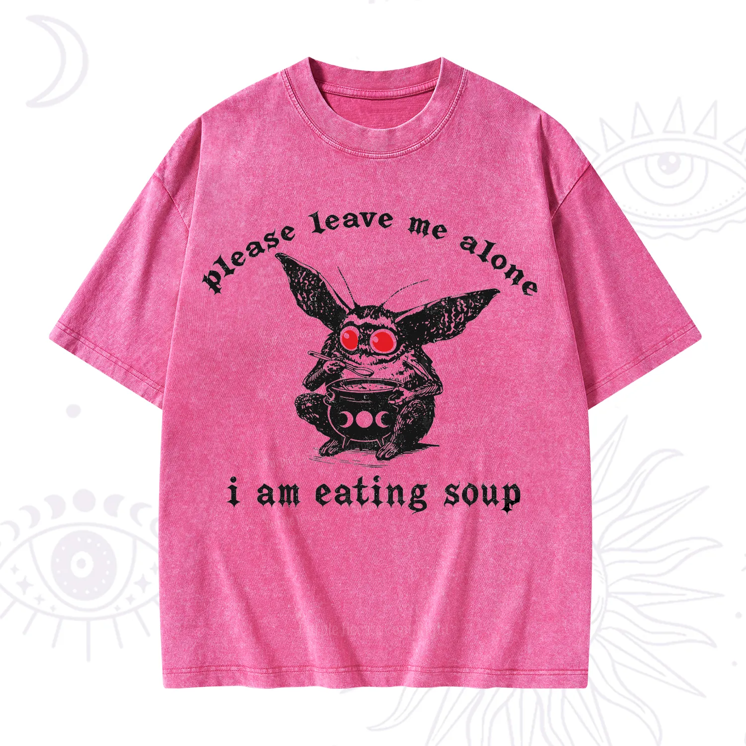 Purplehecate Mothman Eating Soup Washed T-Shirt