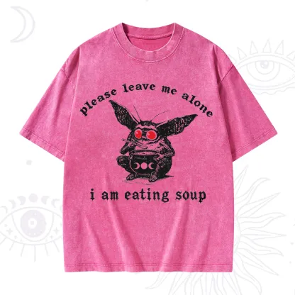 Purplehecate Mothman Eating Soup Washed T-Shirt