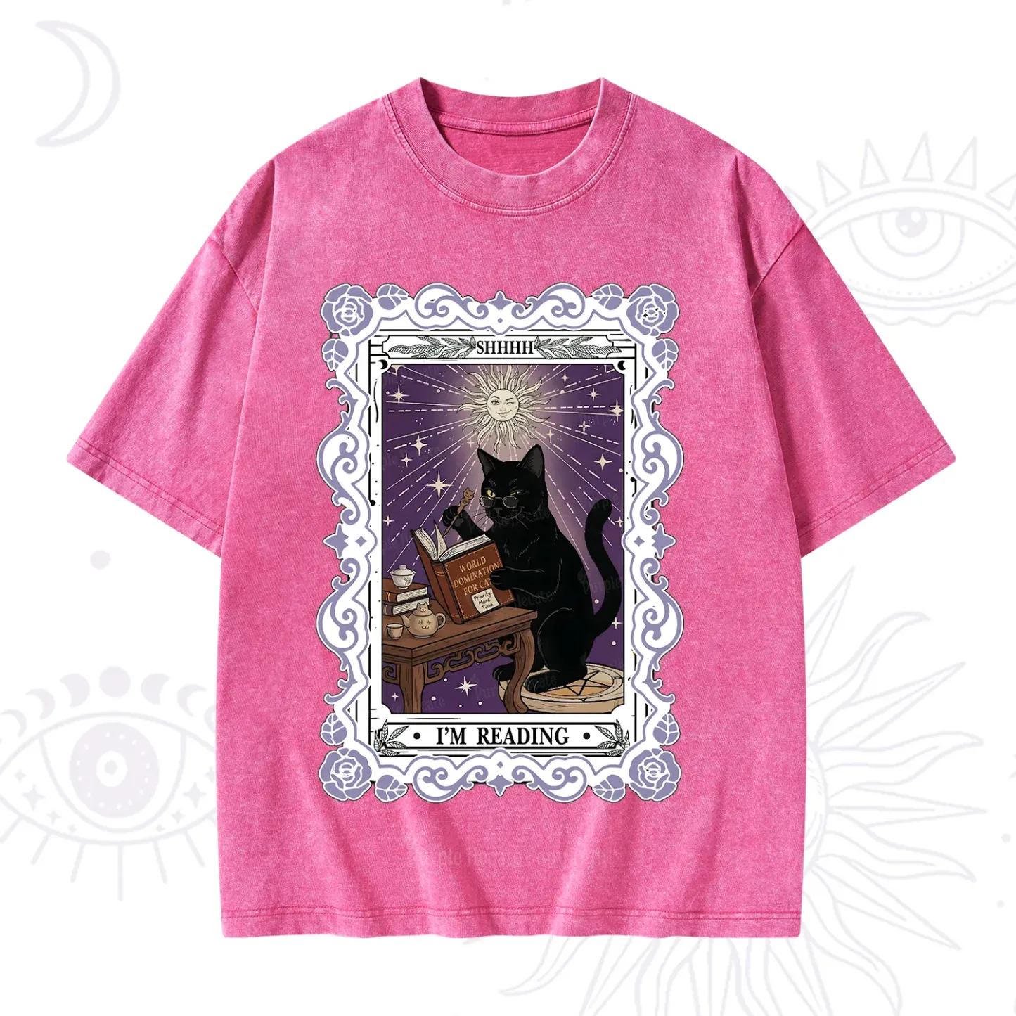 Purplehecate The Reading Cat Tarot Washed T-Shirt