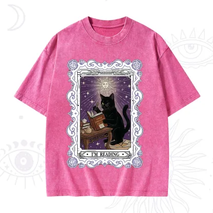 Purplehecate The Reading Cat Tarot Washed T-Shirt