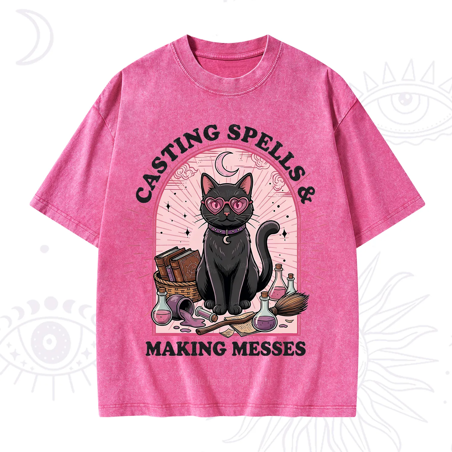 Purplehecate Casting Spells Making Messes Cat Washed T-Shirt