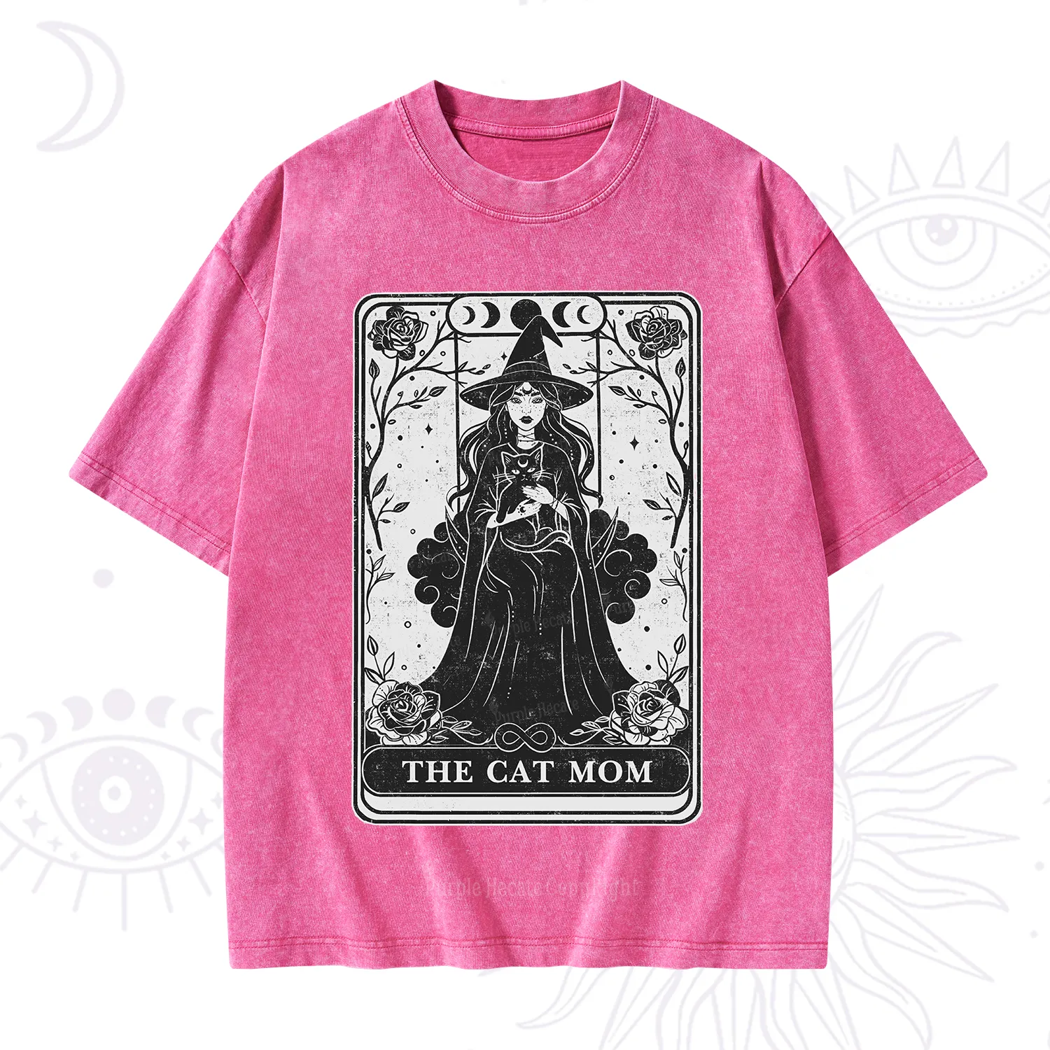Purplehecate The Witch Cat Mom Tarot Washed T-Shirt