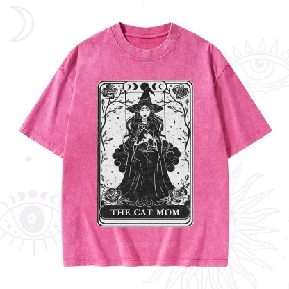 Purplehecate The Witch Cat Mom Tarot Washed T-Shirt