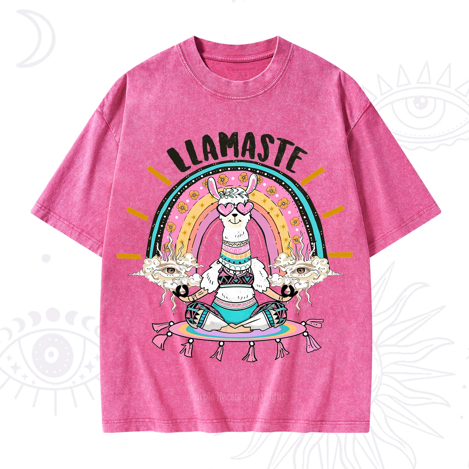 Purplehecate Llama Meditating Washed T-Shirt