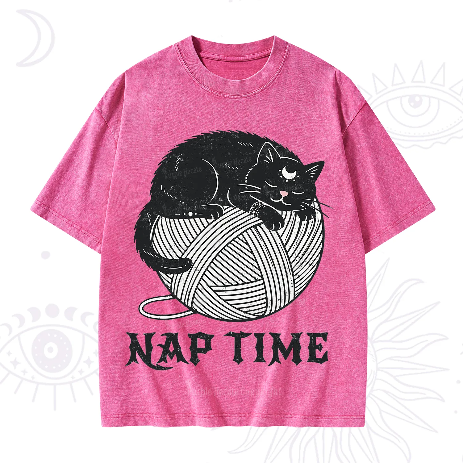 Purplehecate Nap Time Cat Washed T-Shirt