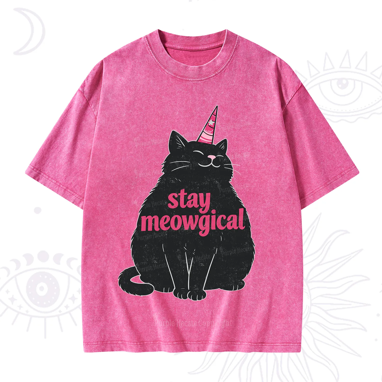 Purplehecate Stay Meowgical Washed T-Shirt