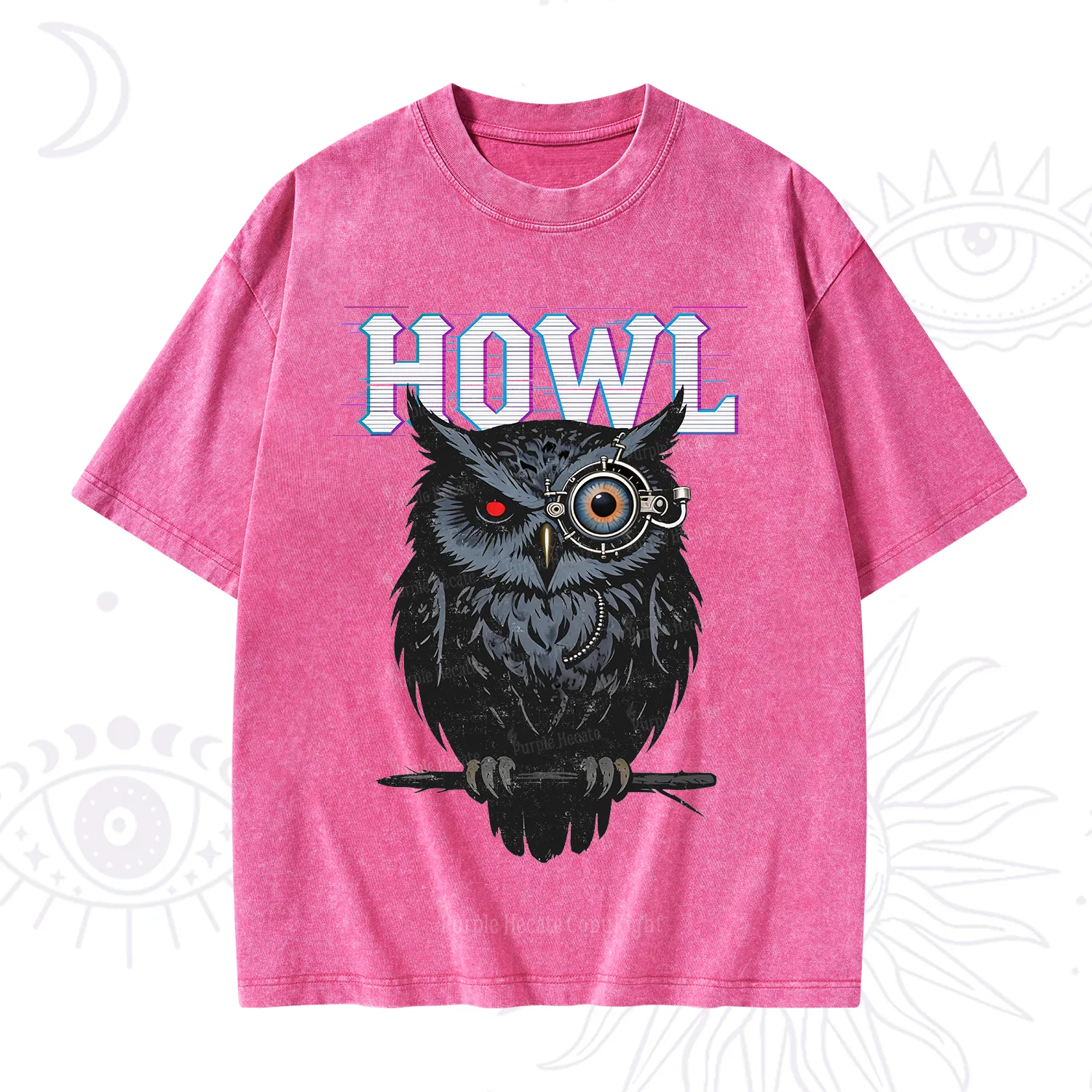 Purplehecate Howl Owl Washed T-Shirt