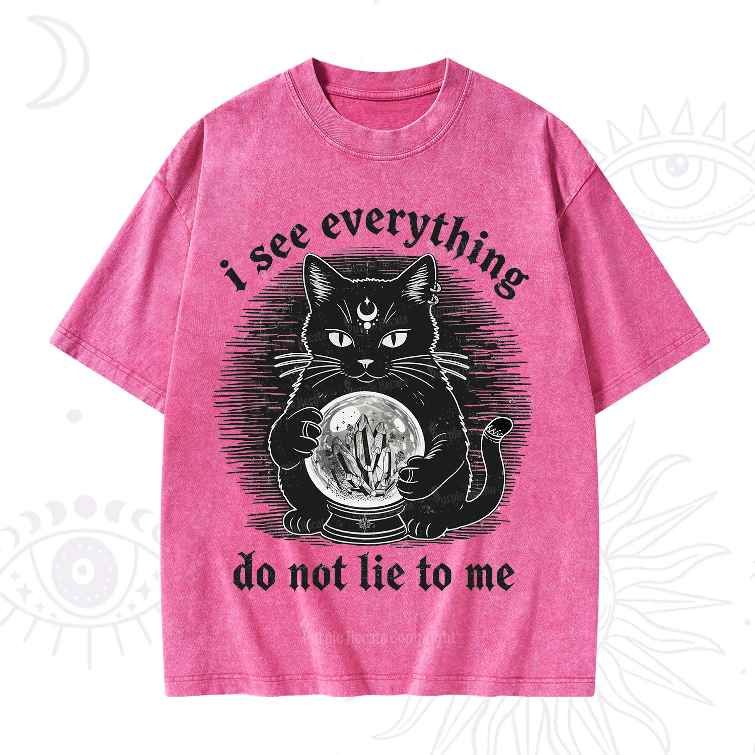 Purplehecate All Seeing Cat Washed T-Shirt
