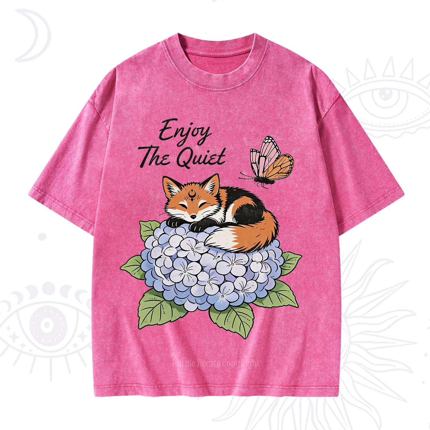 Purplehecate Enjoy The Quiet Fox Washed T-Shirt