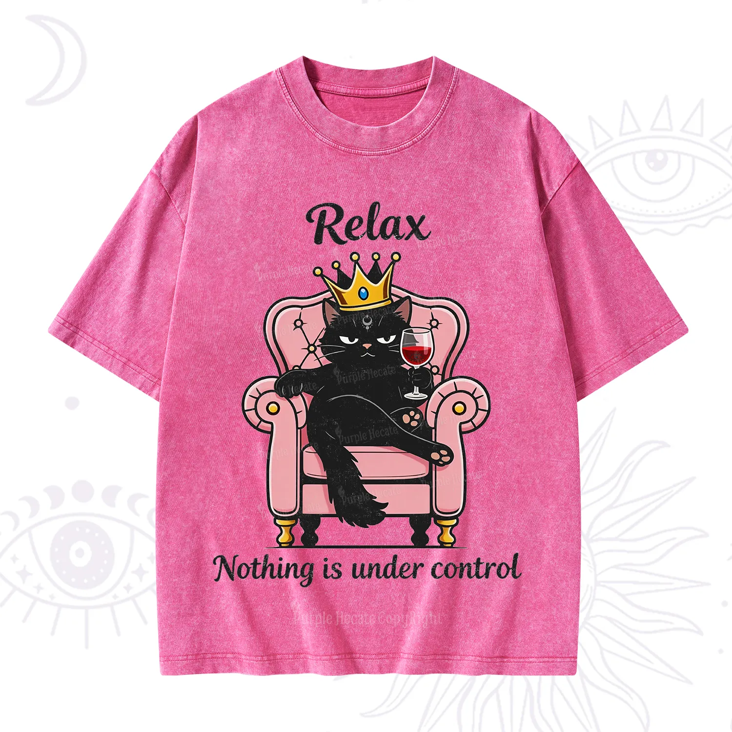 Purplehecate Relax Nothing Is Under Control Washed T-Shirt