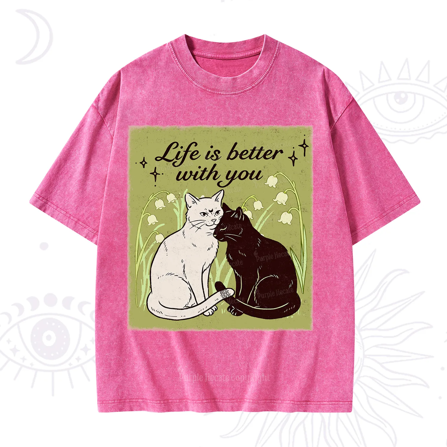 Purplehecate Life Is Better With a Cat Washed T-Shirt